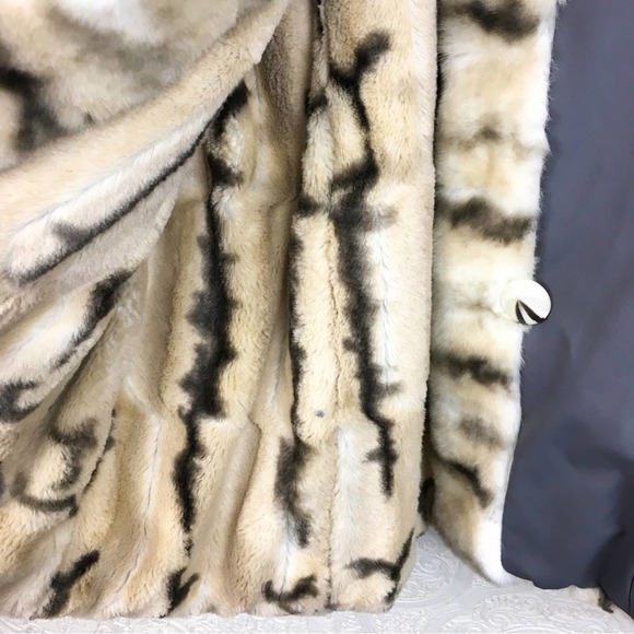 Hal Rubenstein gray leopard lined faux fur jacket Medium Penny Lane coat - Picture 6 of 14